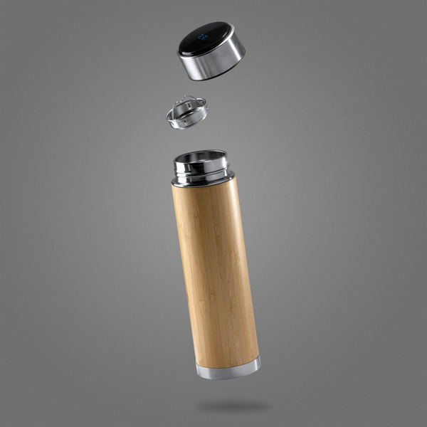 Double Walled Thermos Bamboo Bottle