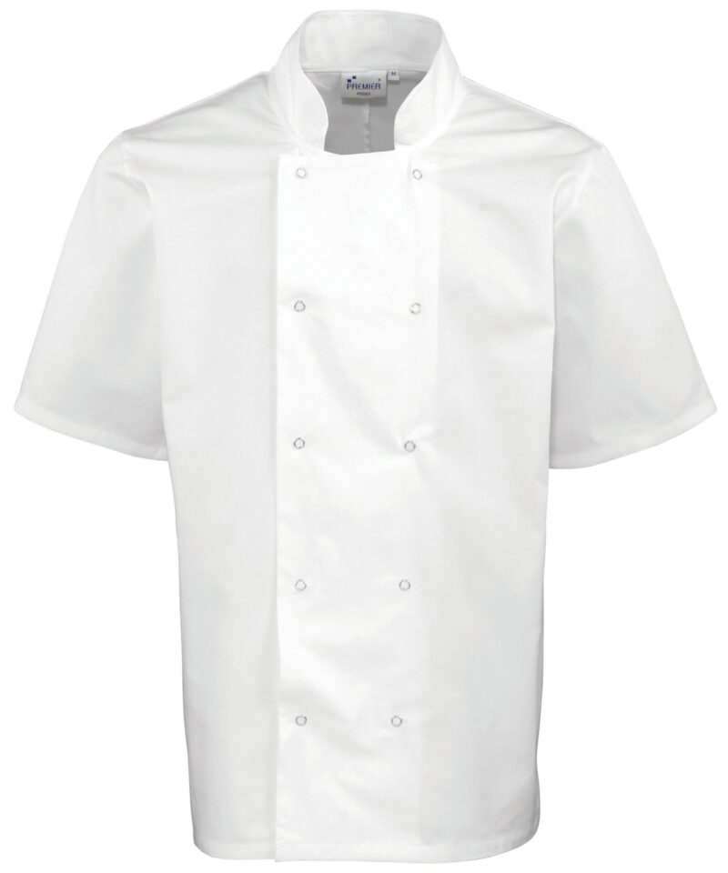 Short Sleeve Chef's Jacket Front View White