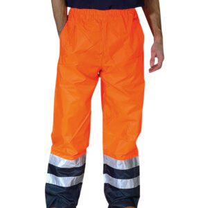 Hi-vis waterproof overtrousers navy stripe