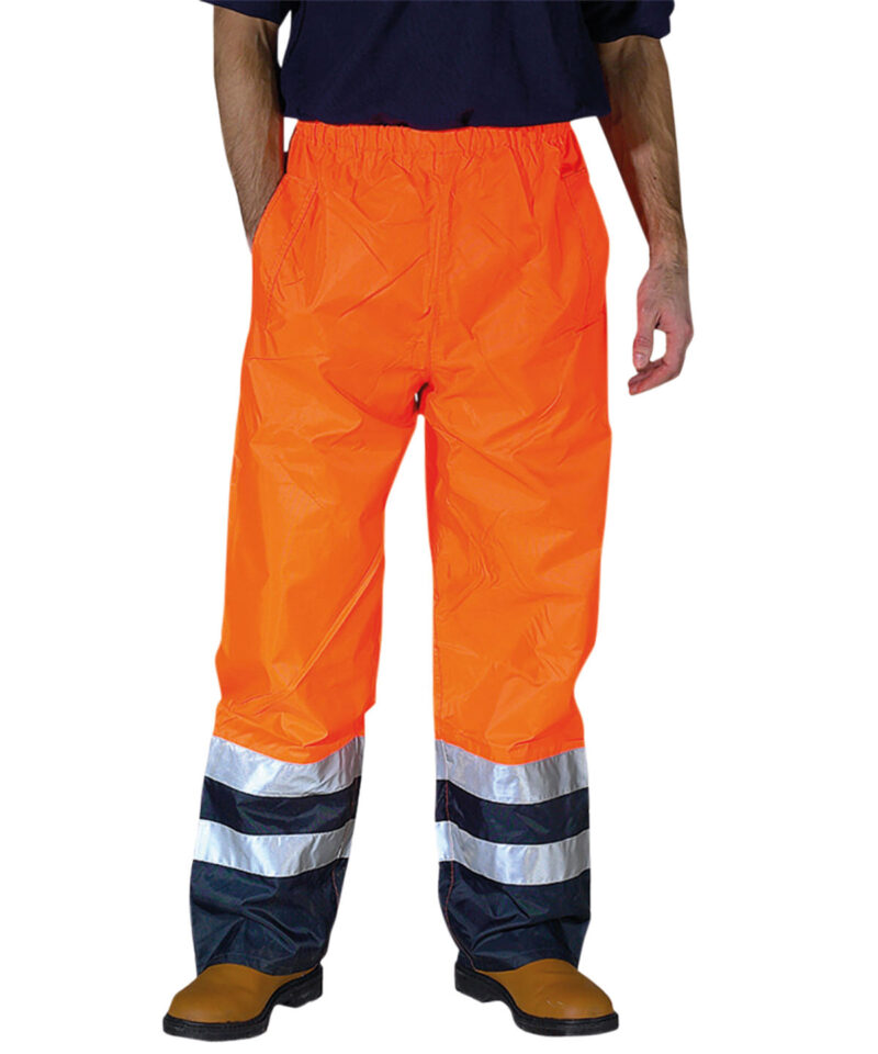 Hi-vis waterproof overtrousers navy stripe