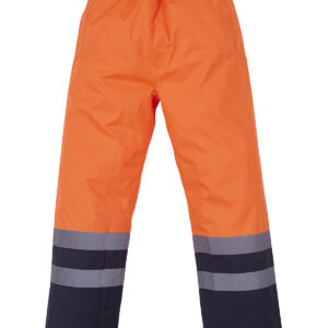 Hi-vis waterproof overtrousers navy stripe orange