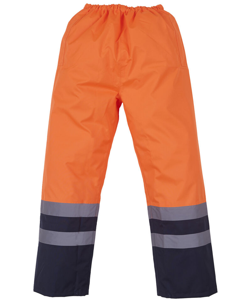 Hi-vis waterproof overtrousers navy stripe orange