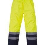Hi-vis waterproof overtrousers navy stripe yellow
