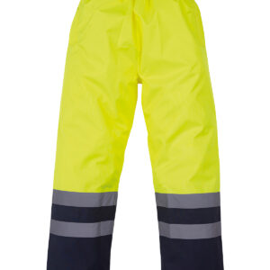 Hi-vis waterproof overtrousers navy stripe yellow