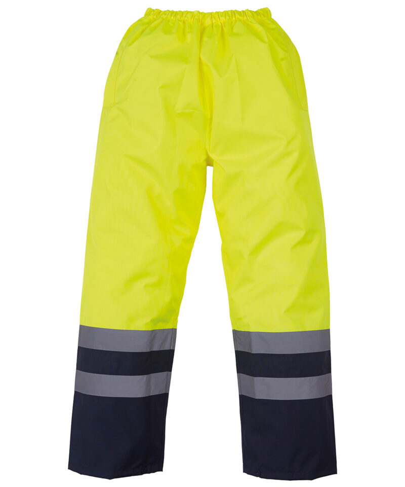 Hi-vis waterproof overtrousers navy stripe yellow