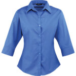 ¾ sleeve poplin blouse royal blue