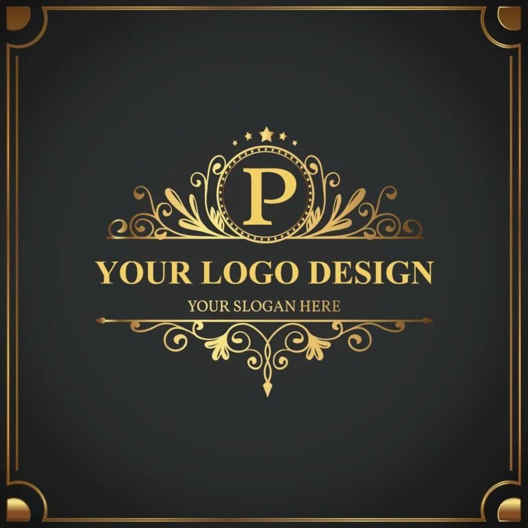 Example gold logo design on a dark background