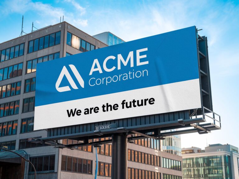 Large printed billboard sign on a building