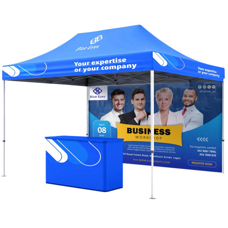 Custom printed branded gazebo with counter