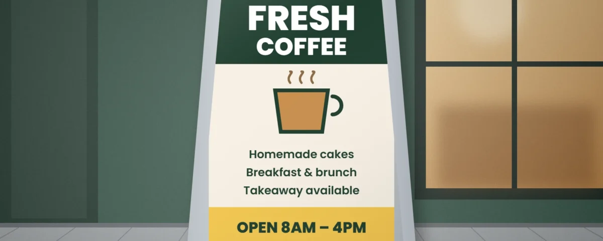 Café A-board pavement sign – design mockup
