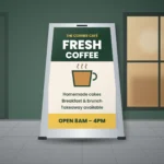 Café A-board pavement sign – design mockup