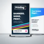 PrintingX roller banners on stands – design mockup