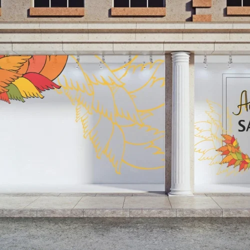 Printed seasonal window graphics for a shopfront