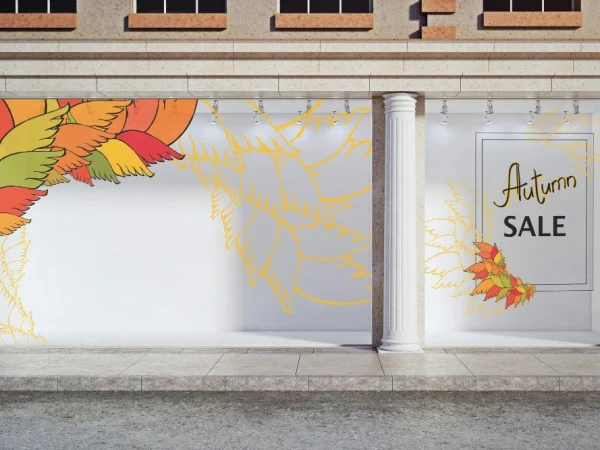 Printed seasonal window graphics for a shopfront